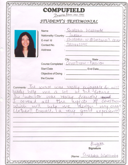 compufield computer institute course infashopn designing