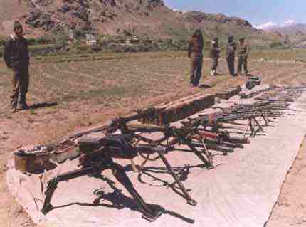 Soldiers on watch of weapons