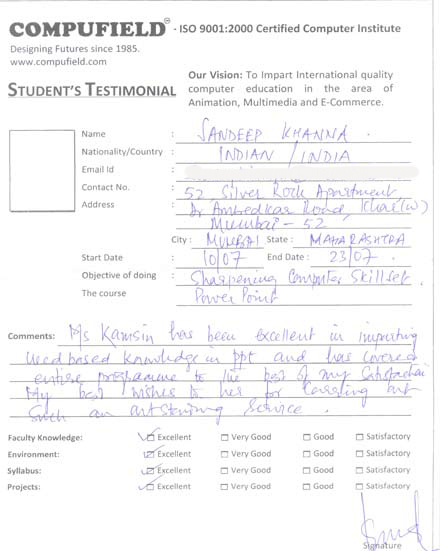 Compufield computer institute courses in, power point student review