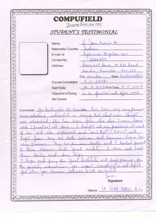 Compufield computer institute course in power point  student review