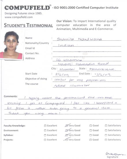 Compufield computer institute course in illustrator course student review